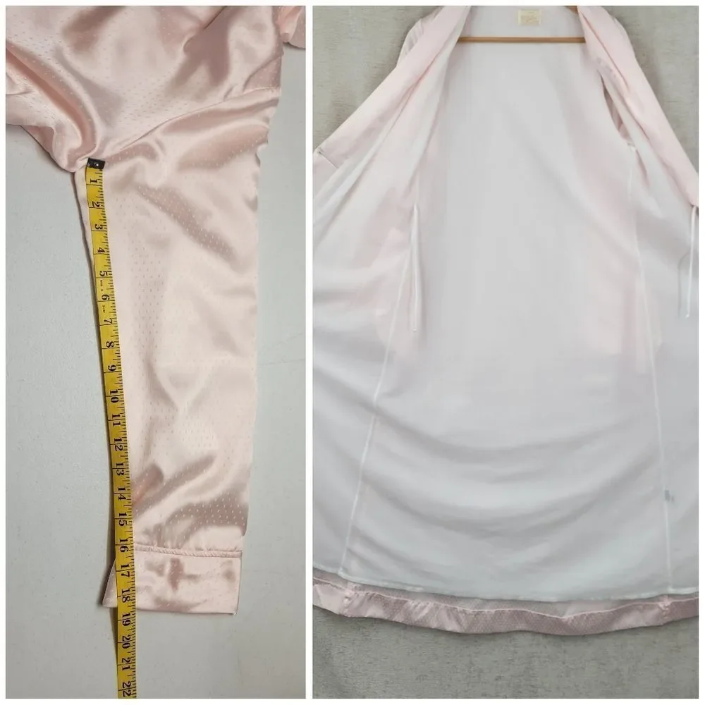 Flo Weinberg Vintage Elegant Pink Satin Robe Fleece Lined